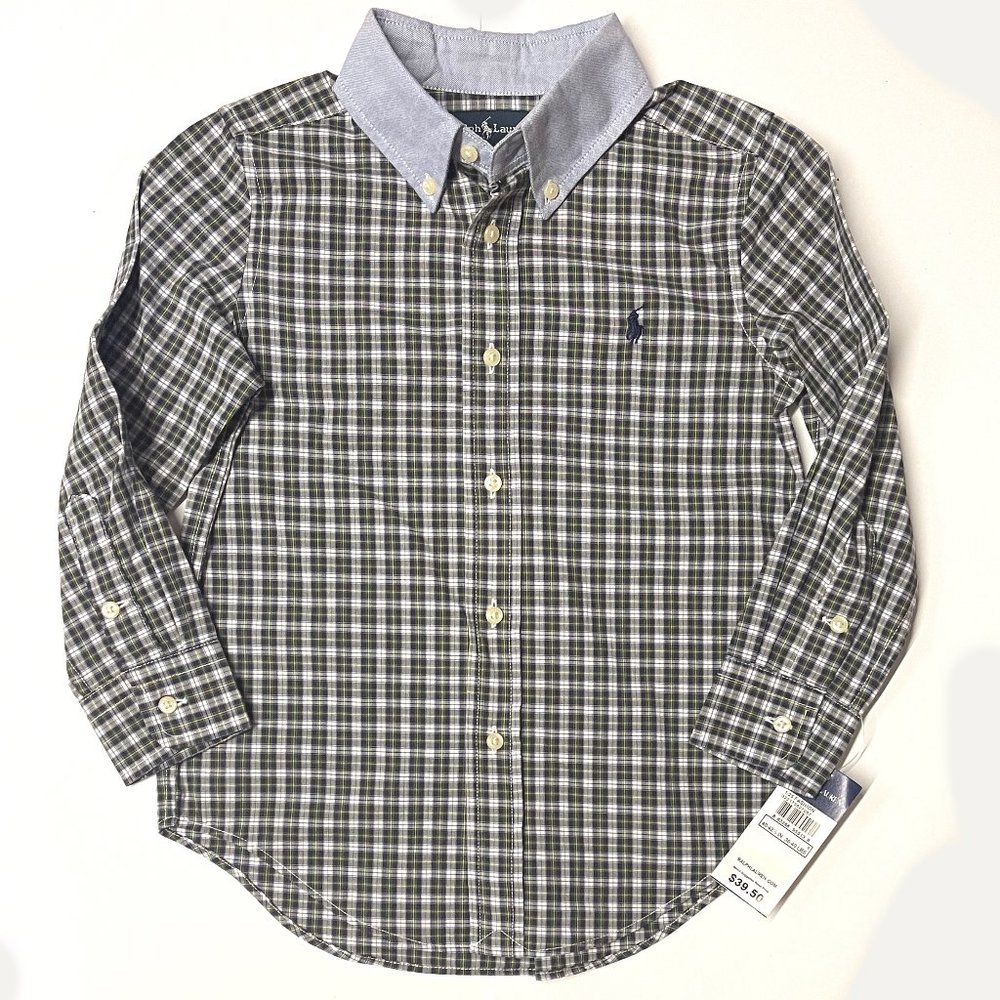 New Ralph Lauren Tartan Plaid Button Down Boys sz 2T